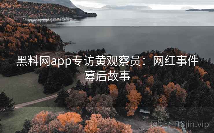 黑料网app专访黄观察员:网红事件幕后故事 黑料网app专访黄观察员:网红事件幕后故事